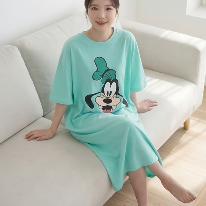 디즈니 얼큰이원피스 빅사이즈 미키마우스 홈웨어 반팔원피스