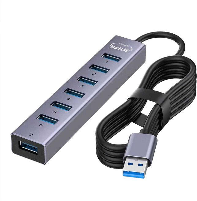 USB3.0 7포트 알루미늄 USB허브 1.2M ML-UH308, 혼합, 1개