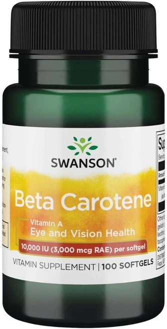 스완슨 베타 카로틴 비타민 A 10000IU 소프트젤, 1개, 100정 - 쿠팡
