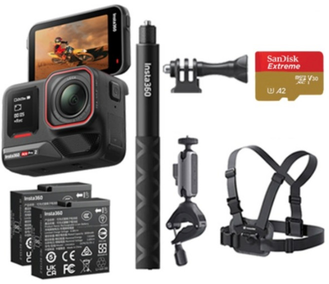 Insta360 Ace Pro 2 雙電版 AI雙核心 8K運動相機, (雙電版本)騎行自拍棒套裝,sandisk 1TB 紅黃卡