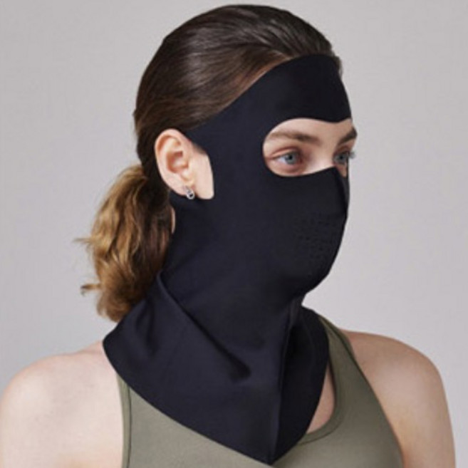 띠아르 UV 자외선차단 풀페이스 커버 완벽차단 쿨밀착 골프 자전거 야외활동 바이킹 등산 스포츠 마스크, FREE, 1개, 블랙