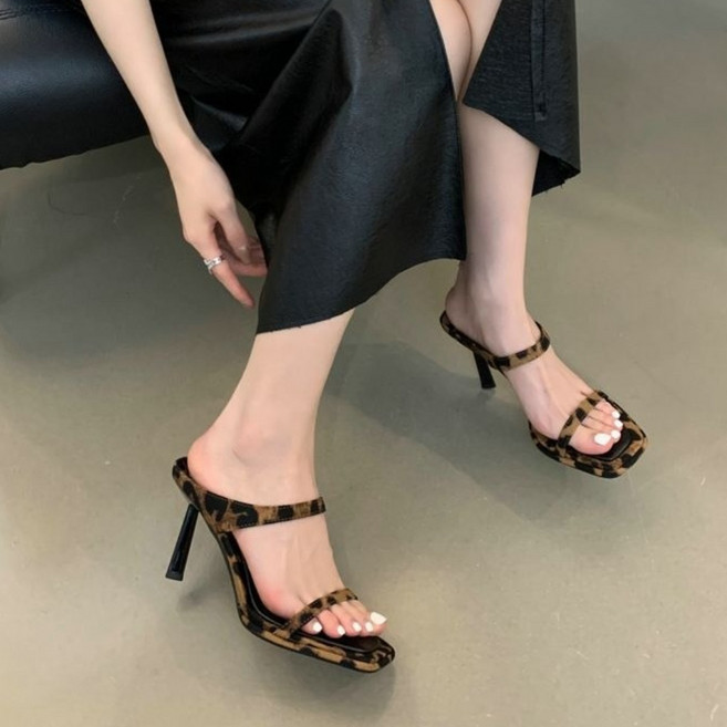 COSYEVNO 여성용 봄여름 스퀘어토 스트랩 하이힐 뮬 샌들 9cm 힐Tzkggtx-7