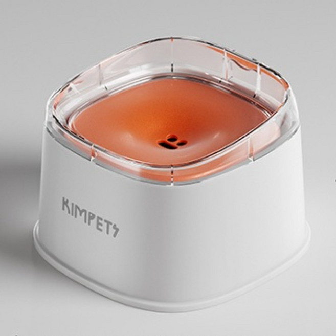 KIMPETS寵物浮水碗 狗碗 貓碗 防濺水 慢食飲水器, 白橙, 1個