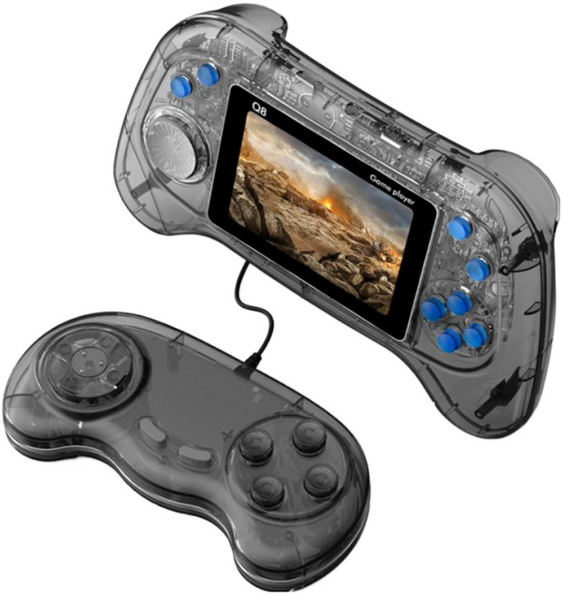 SorJar 레트로 게임기 3.0인치 휴대용 800종 고전게임, 블랙(2인)