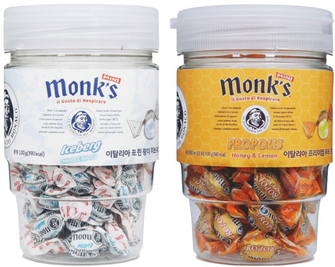 몽스 아이스버그 100g + 프로폴리스 100g 이태리 허브 목 캔디 SET, 1개, 200g