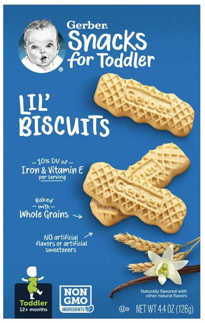거버 Gerber 쿠키 비스킷 토들러 아기 간식, 3개, 126g - 쿠팡