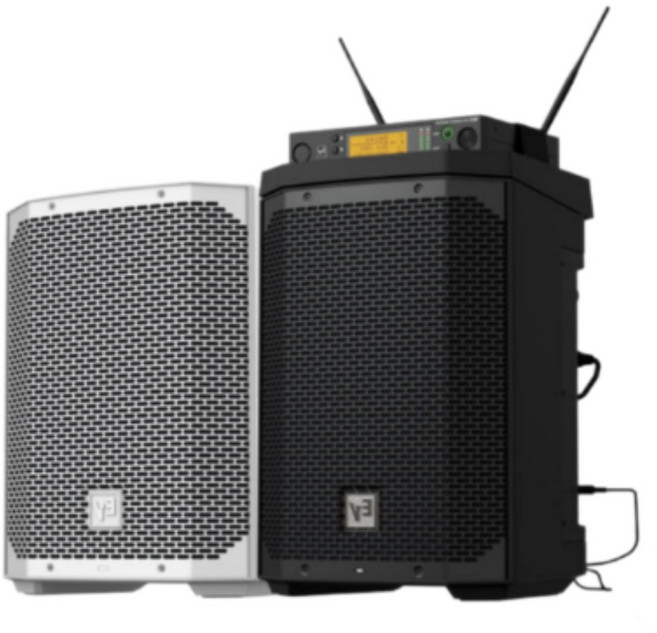 EV EVERSE8 충전식 파워드 스피커 400W 8인치 + 무선마이크 제니스 DW100R세트, 핸드+헤드셋, 블랙