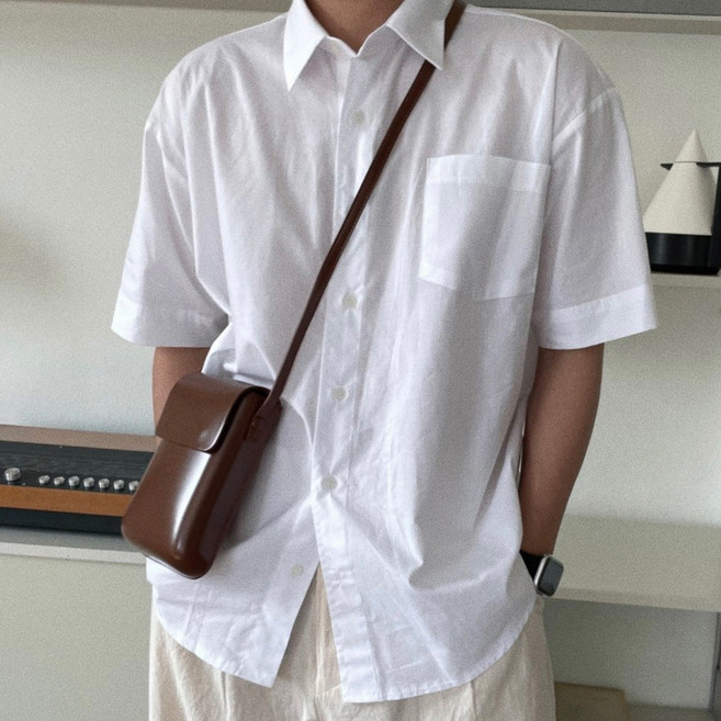 르위 30수 린넨 하프 오버핏 반팔 셔츠 남녀공용