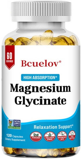 마그네슘글리시네이트 350mg - 후추추출물 함유 고흡수율 비완충 마그네슘글리시네이트 보충제, 3개, 120회분