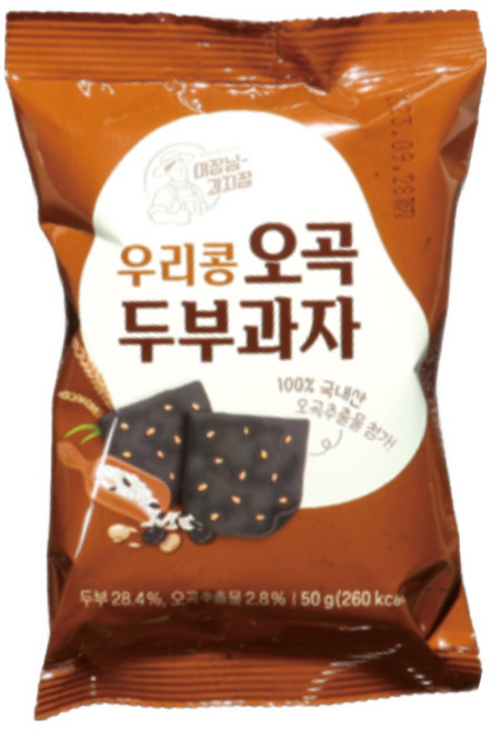 이장님 과자점 우리콩 오곡두부과자 50g 사무실 아이 간식, 10개