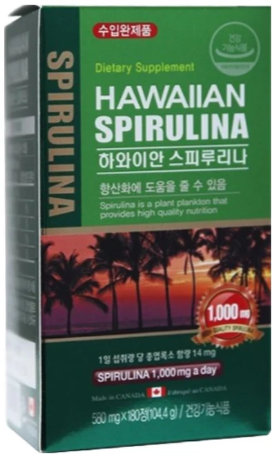 하와이안 스피루리나 엽록소 항산화 건강기능식품 180정 3개월분, 180, 1개 - 쿠팡