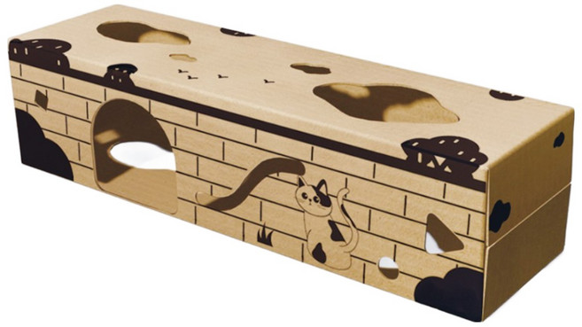 집사들이 편한 냥이 놀이터 냥냥이발바닥 터널형 숨숨집 고양이 하우스 크라프트 종이 박스 DIY 반려묘 캣하우스, 1개