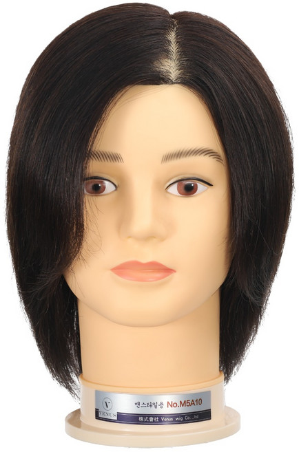 비너스가발 100%인모 12인치 맨즈 커트연습용통가발 블랙, 100%인모 12인치(남자가발), 1개