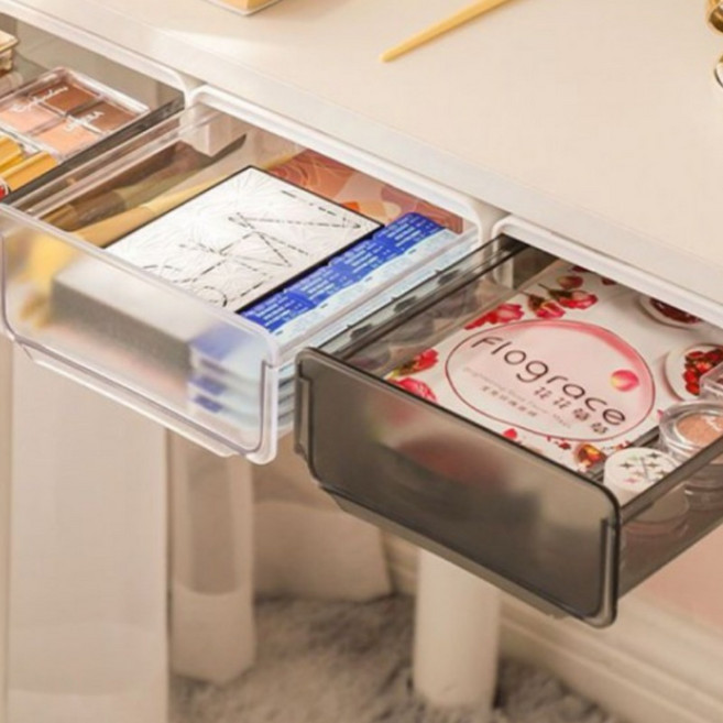 생활공감 책상 밑 숨겨진 공간 활용 부착식 히든 서랍 중형 대형, 2개, 화이트