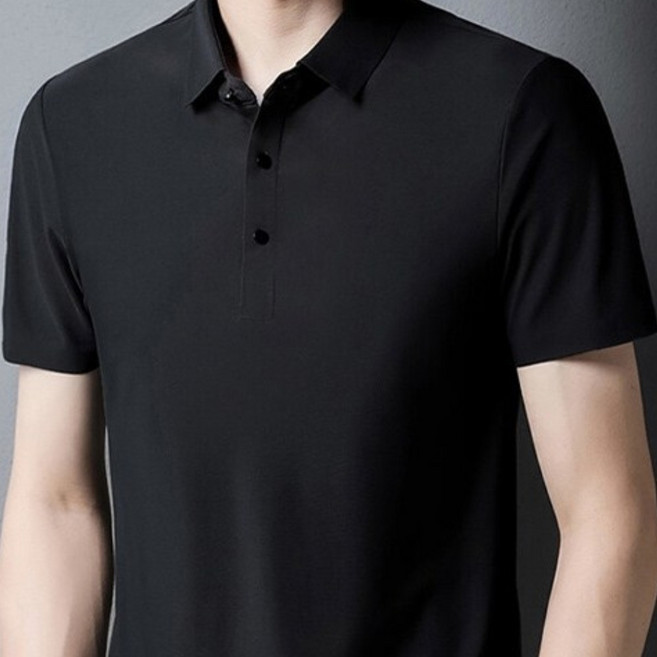 排汗涼感衫 透氣舒適, 冰絲POLO衫【黑色】,4XL, 黑色