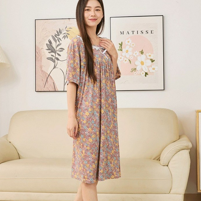 프레뉴 냉감 까실이 원피스 아이스 쿨 홈웨어 파자마 원피스 99사이즈
