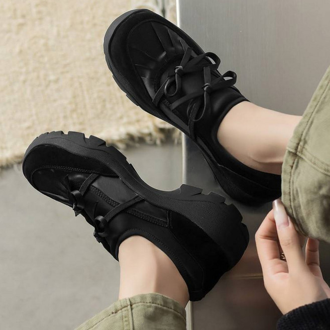 스토리원 여성 통굽 사계절 리본 키높이 슬립온 신발 SH-WSN-985