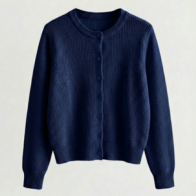 러비네 여성 슬림핏 하찌 라운드넥 간절기 여리핏 니트 가디건 데일리룩