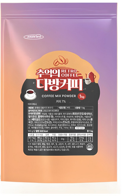 퍼플랜드 다방커피 음료파우더 1kg / 10봉 (1박스), 10개, 1개입