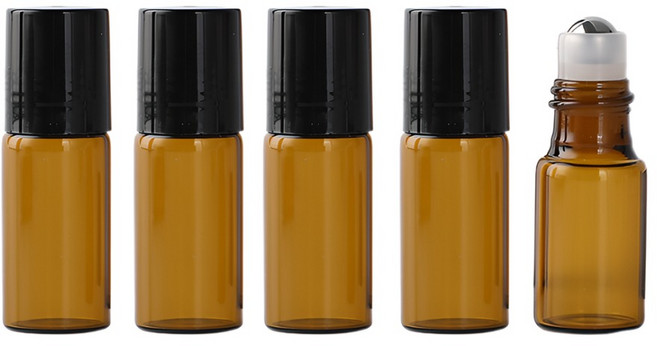 소이도르 갈색 차광 롤온 공병 오일 향수용기+롤온 따개 포함 3ml, 5개, 갈색(Brown)