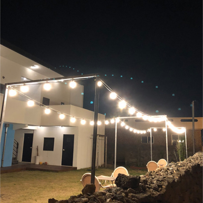 파티라이트 방수 LED 램프 포함 스트링 캠핑 카페 야외 조명, 방수 15M25구+8W주광색(하얀빛) 25개, 1개