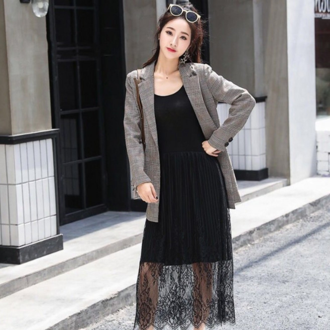 Makone 빅사이즈 끈나시 레이스 이너 레이어드 속치마