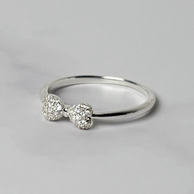 925실버 포인트 파베 큐빅 볼드 리본반지 실버반지 은반지