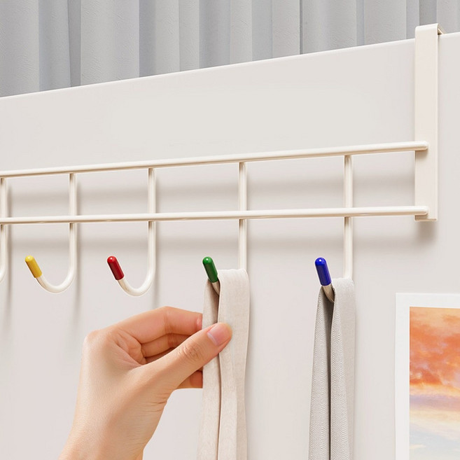 리브온 무타공 문걸이 컬러후크 도어 행거 수건 가방 열쇠 수납걸이, 1개, 혼합 컬러