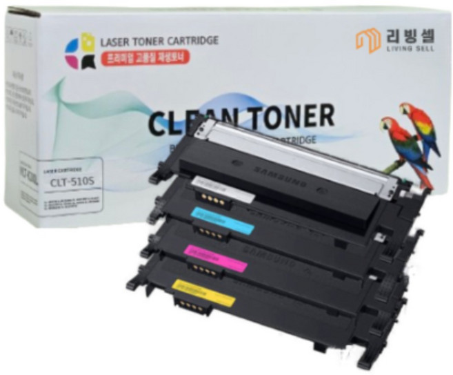 [리빙셀] 삼성 재생 토너 CLT-K510S 4색 세트 SL-C563W SL-C563FW SL-C513 SL-C513W SL-C510 SL-C510W 최신칩장착 레이저프린터, 1개