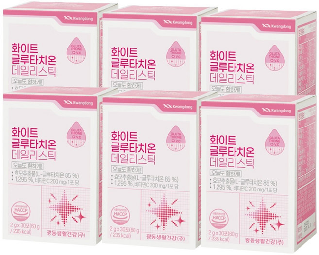 광동 화이트 글루타치온 데일리스틱 30p, 60g, 6개