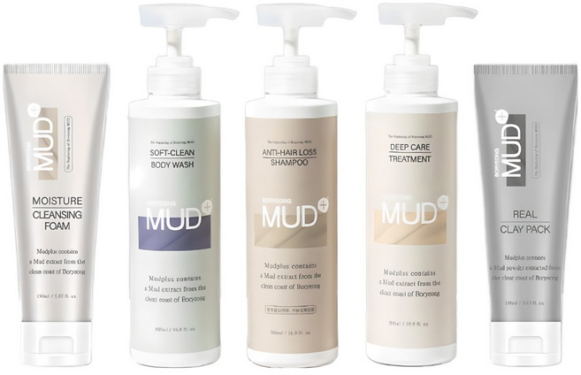 보령머드 프리미엄세트 5종(샴푸 트리트먼트 바디워시 클렌징폼 클레이팩), 1세트