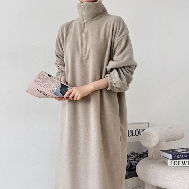 마더라이크 임산부 겨울 후리스 반집업 롱원피스 빅사이즈 겨울 임부복