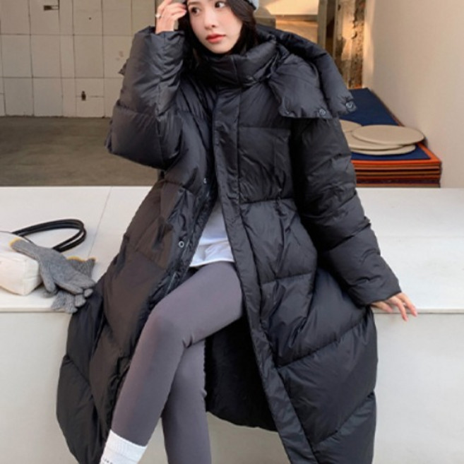 HA.M 여성 롱패딩 점퍼 겨울 패딩 롱 후드 코트