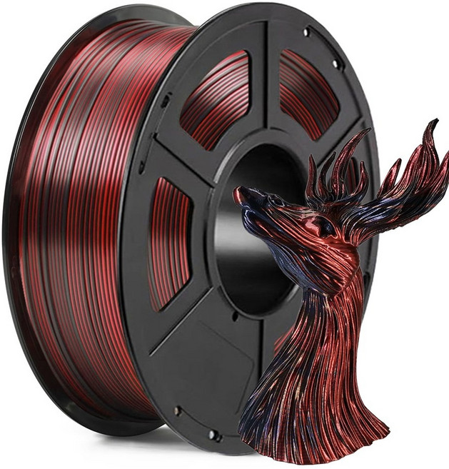 PLA 실크 블랙 레드 250g 투톤 3D 프린터 소모품 1.75MM 인쇄 필라멘트 실크 블랙 레드 3d 프린터 pla 2색 실크 재료 진공 포장 250G, PLA 실크 블랙 레드 투톤