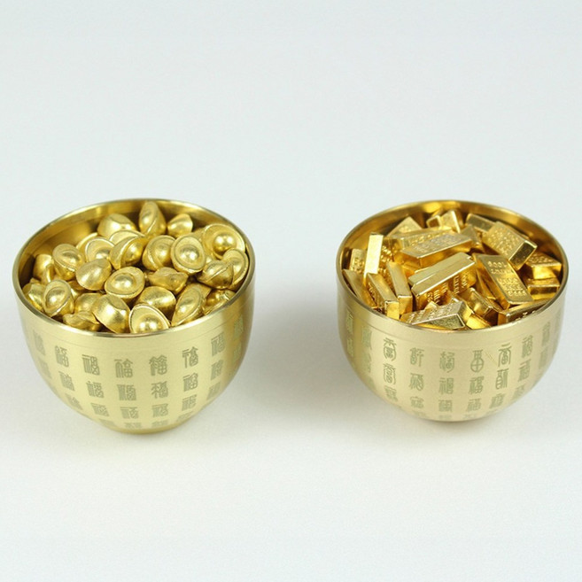 재물운 황동 항아리 풍수 인테리어 소품 골드원보 골드바 세트 개업 집들이 선물, 골드바 황동항아리