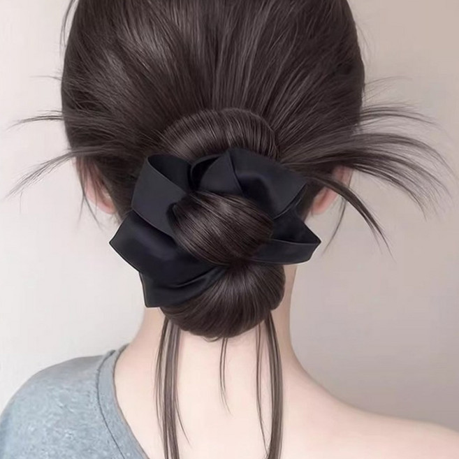 제나온 여성 자연스러운 리본 업 스타일 포니테일 번 부분 가발