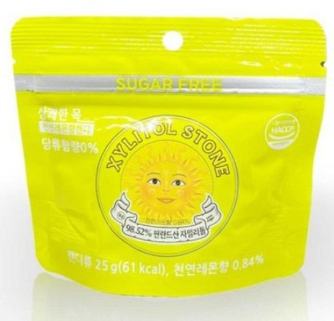 [약국입점판매]상쾌한 목 천연레몬향 캔디 자일리톨 스톤, 1개, 25g