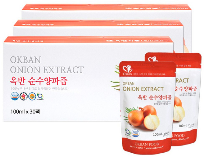 옥반식품 옥반 순수양파즙 100ml, 3L, 3개