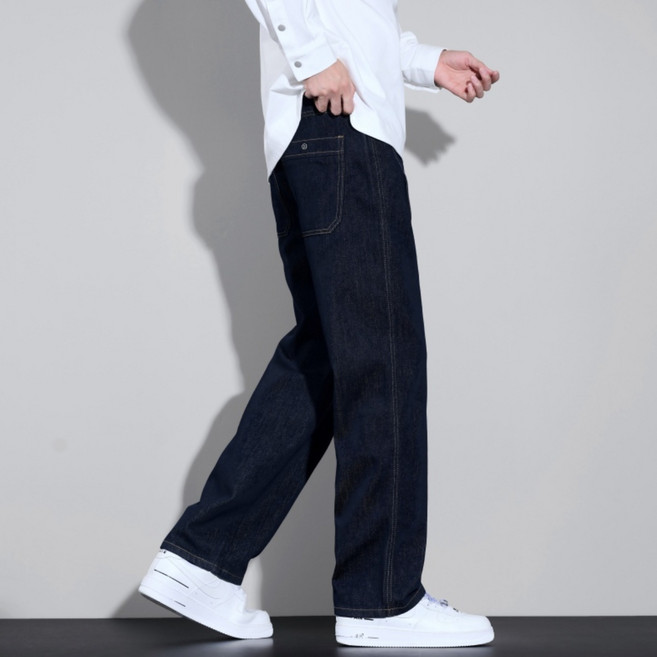 wassup 남자 청바지 동계 와이드 기모청바지 빅 사이즈 밴딩 일자 슬랙스