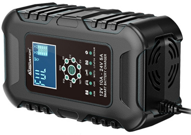 安伯特 電瓶充電器(12V/24V)黑色款(一年保固) 汽車/機車/貨車/電瓶修復, 1個