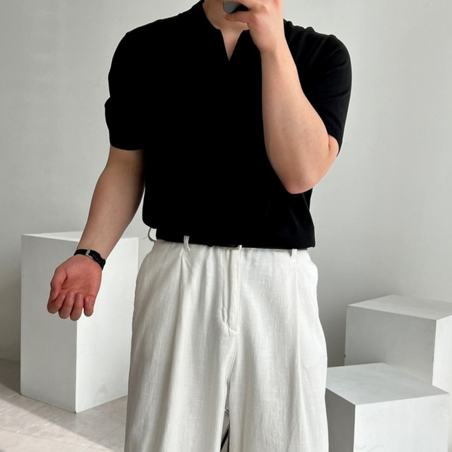 밸류젯 10컬러 남자 여름 옷 머슬핏 니트 반팔 카라티