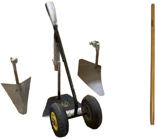 하믄 인걸기 수동쟁기 밭고랑기기 괭이 갈고리 농기구 텃밭 경작 3 in 1 세트 자루포함, 1세트