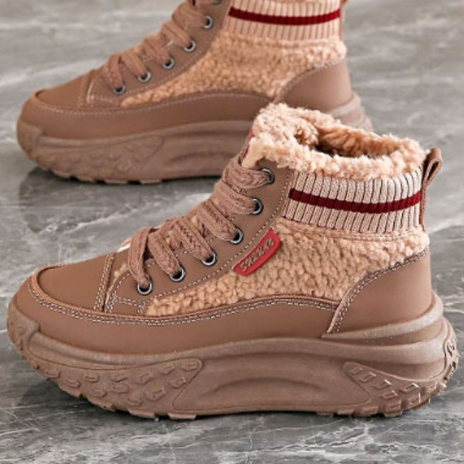 Modern Fashion 여성 양면 양털 운동화 겨울 키높이 방한화 E95