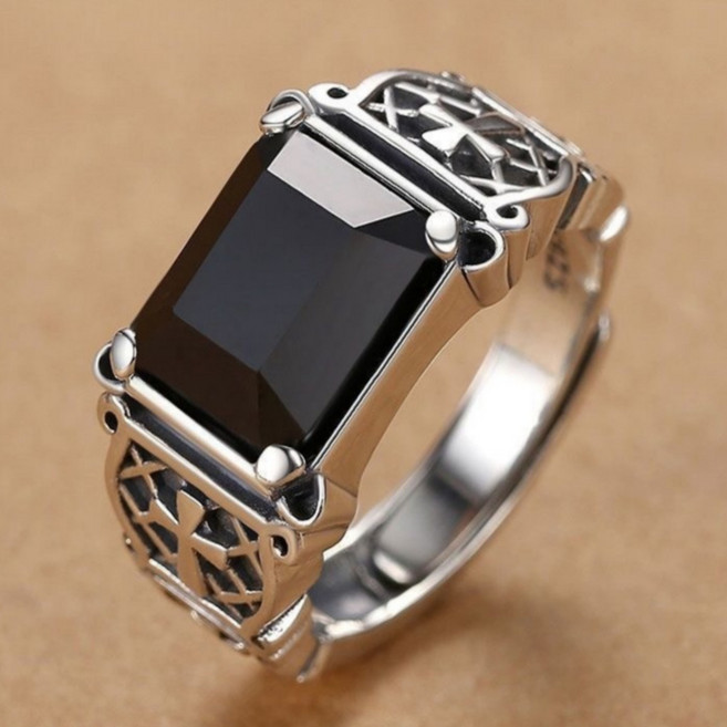 padoA 은반지 실버링 블랙 나이트 남자 선물용 S925 프리사이즈 케이스포함