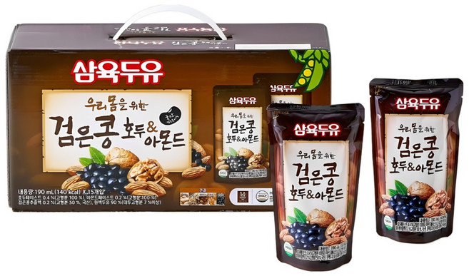 삼육두유 검은콩호두아몬드 파우치, 190ml, 75개