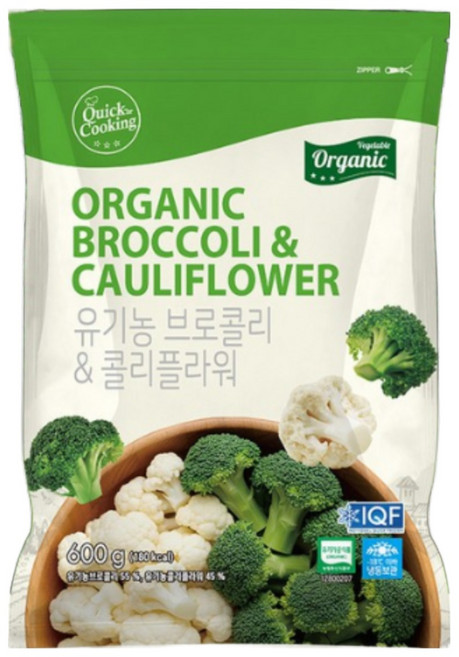 [퀵쿠킹] 냉동 유기농 브로콜리&콜리플라워, 5개, 600g