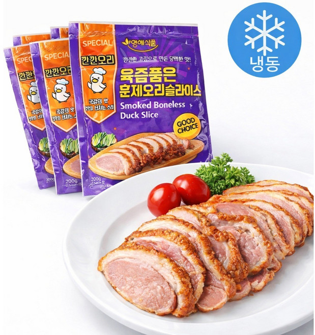 훈제오리 슬라이스, 200g, 10개