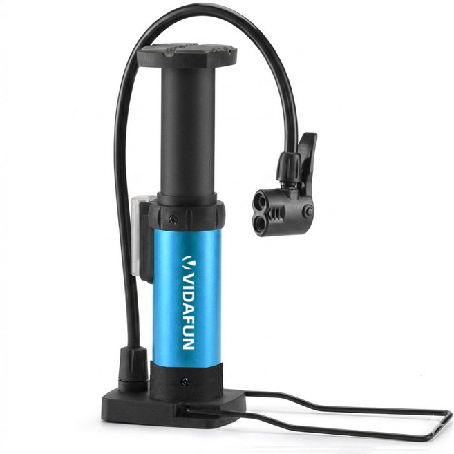 비다펀 휴대용 자전거 펌프 알루미늄 에어 공기주입기, 발펌프_블루, 1개