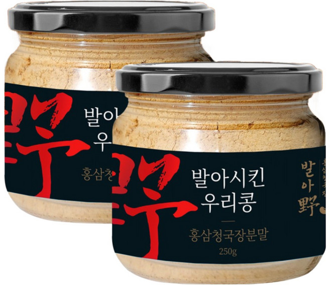 냄새적은 발효식품 국내산 파주 장단콩 홍삼 청국장 분말 가루 무염 무색소 무방부제, 2개, 250g