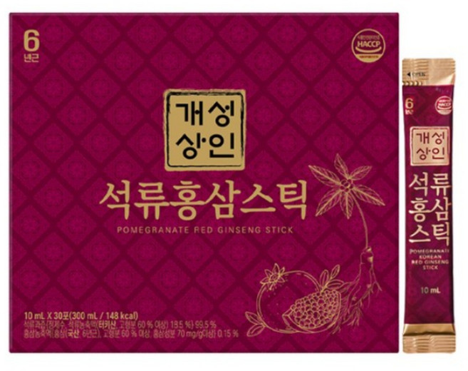 개성상인 석류홍삼스틱 10ml 30포 x 2박스 (총 60포) /전용쇼핑백 /개성인삼농협, 2개, 300ml